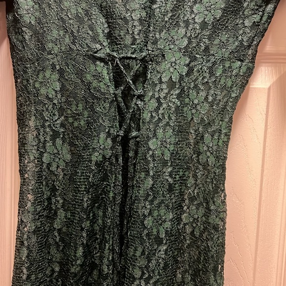 Vintage Dark Green Lace Cardigan With Buttons And Corset - Picture 6 of 6